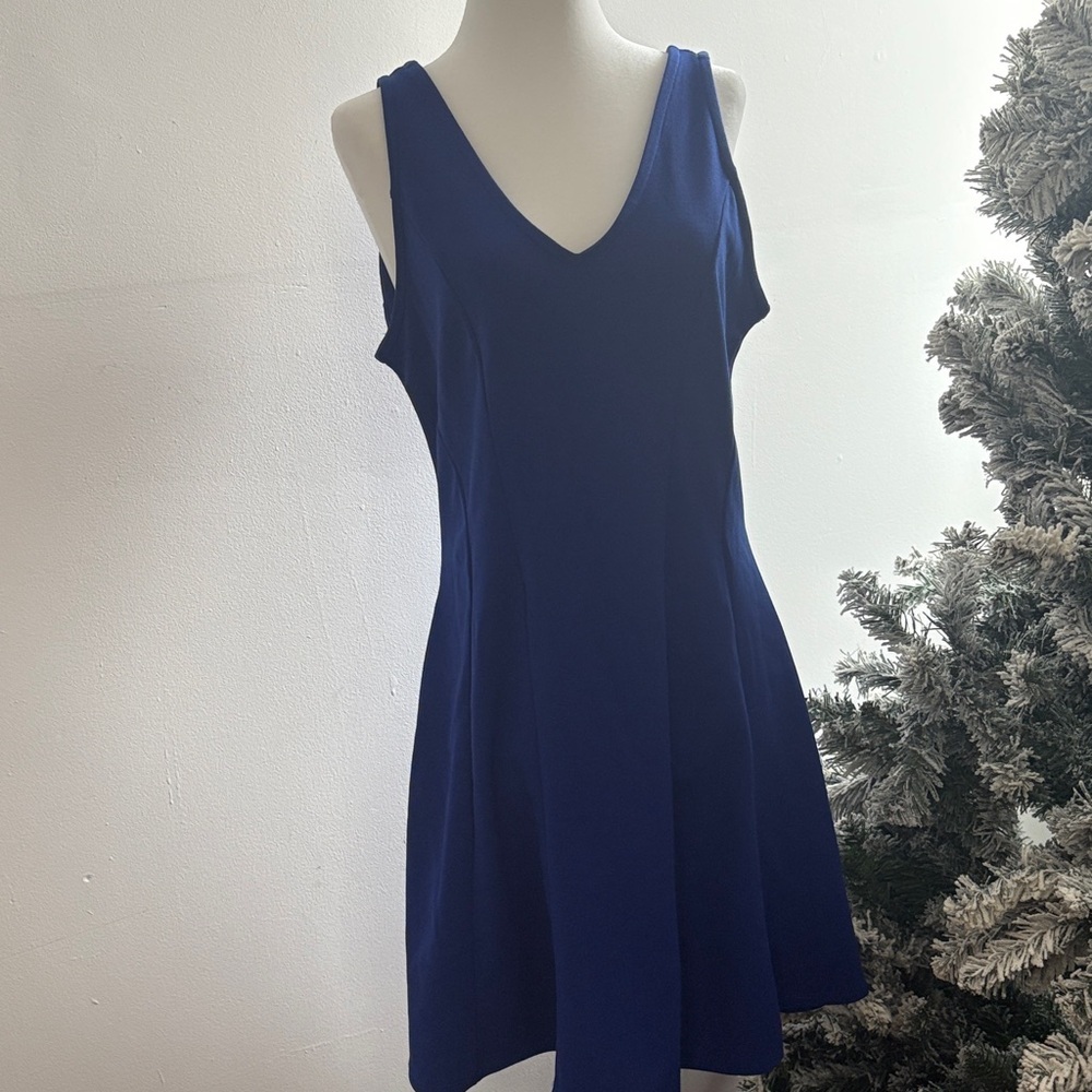 iris Royal Blue V-Neck Mini Dress